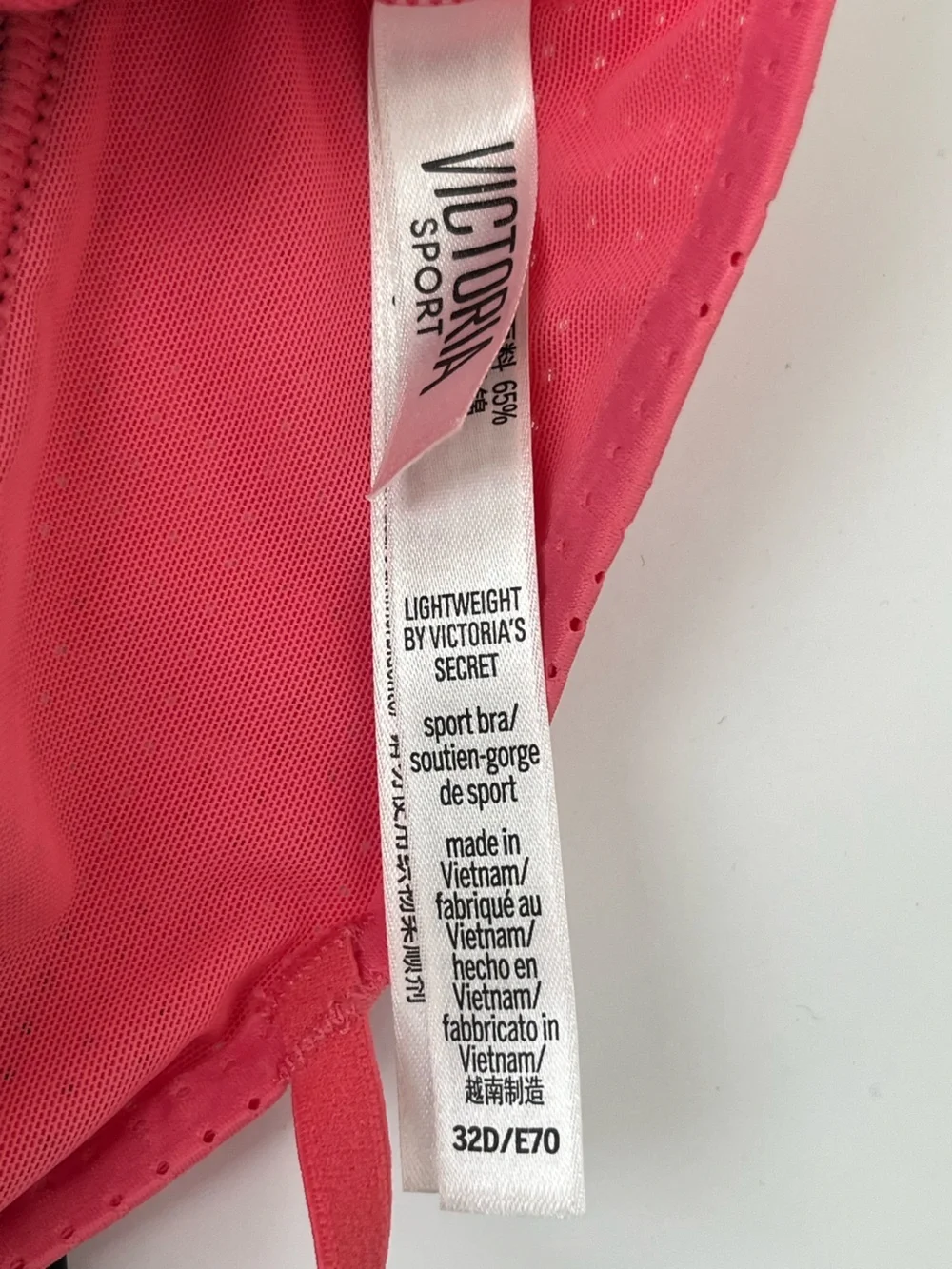 Victoria Secret sport light weight sports bra strapy front pink NEW 32D